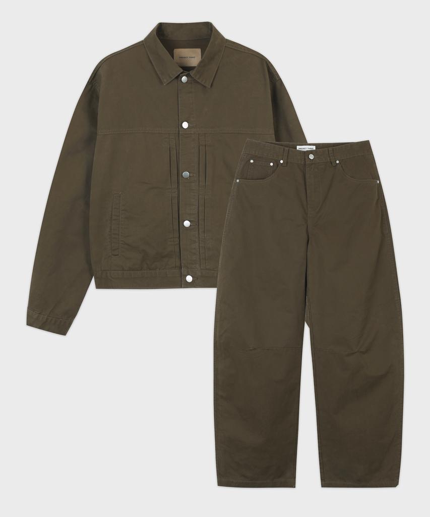 PROJECT3 Compact Twill Pants Jacket Setup Set[Brown]_Set0510