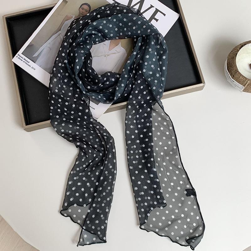 New silk scarf premium printing loose multi-purpose simple polka dot headband leopard print sweet cool streamer