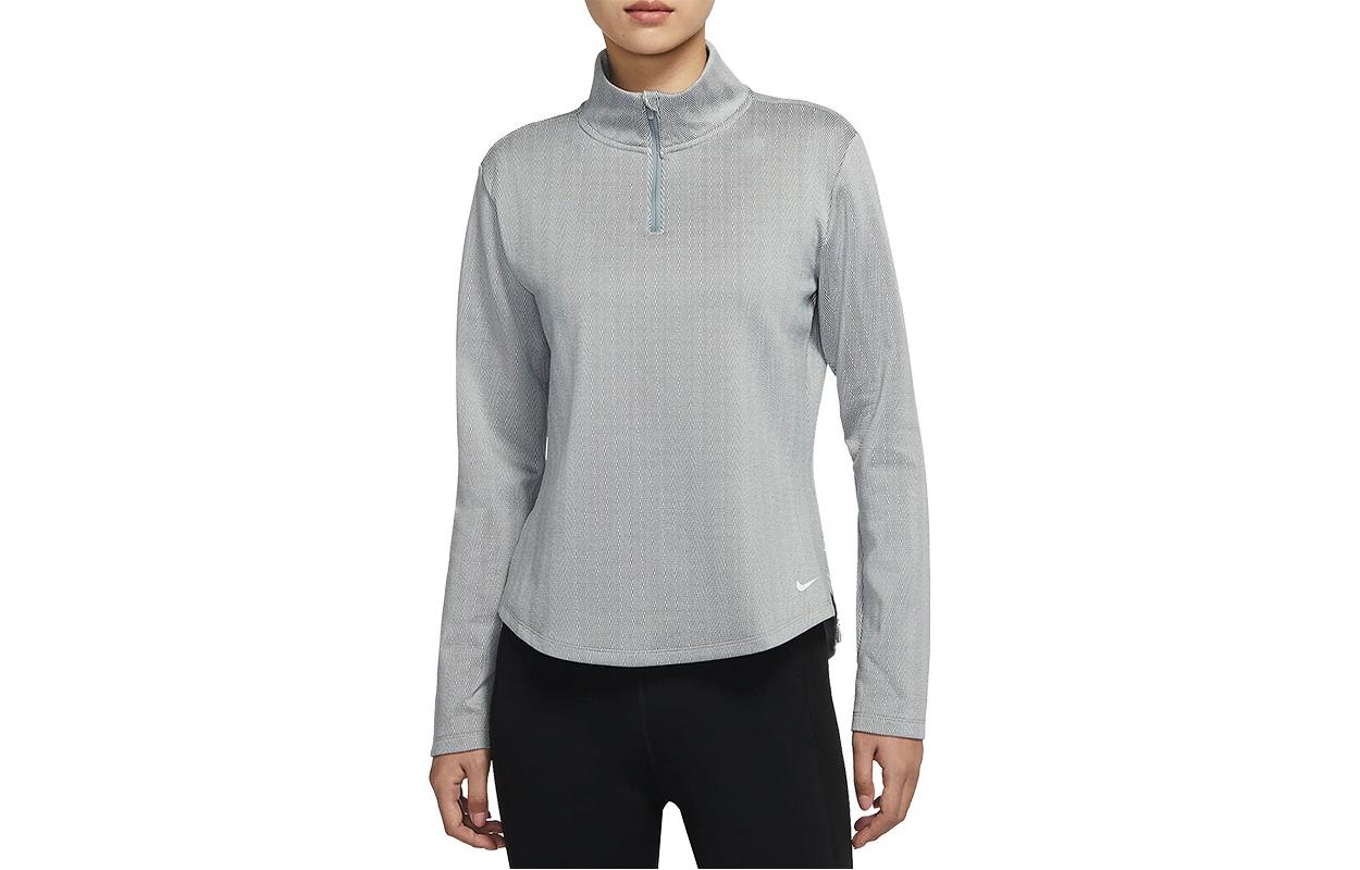 Nike T Shirts Women s Gray Stand Collar Moderate Straight Fit DD6573-073 XS
