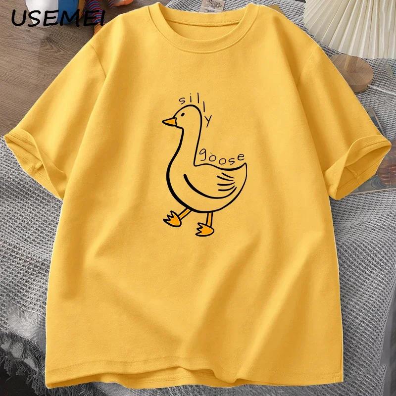 Problematic Goose 2025 pure cotton T-shirt top gender-neutral clothing summer trend round neck street short-sleeved clothing