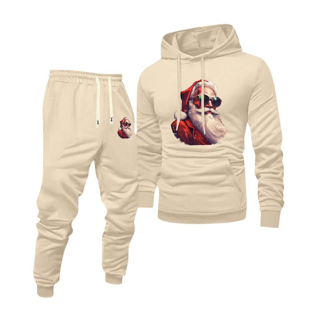 Herre Trykket Hettegenser og Joggebukser Casual Sportsdrakt