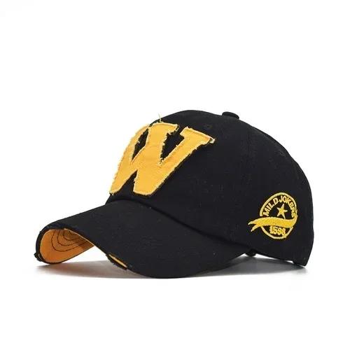 W Baseball Cap Snapback Hats Bone Casquette Hat Distresseded Wearing Fitted Hat For Men Custom Hats Embroidery Letter Print