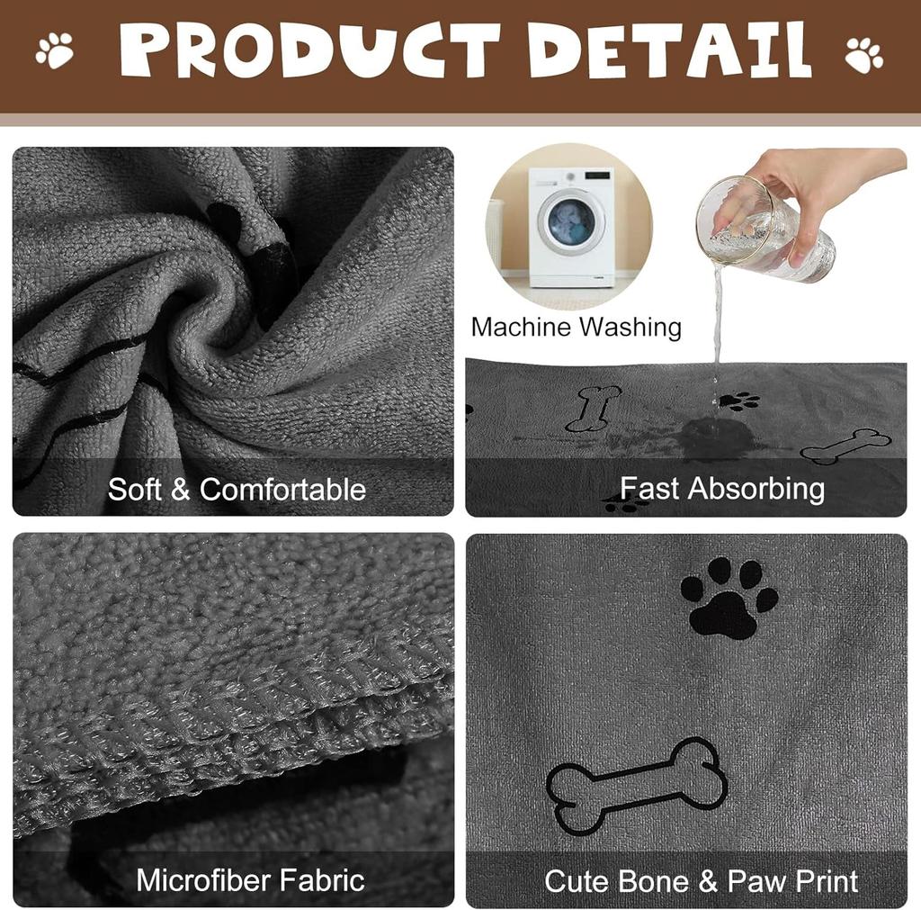Pet Towel Drying Dog Cat Pet Towel, Puppy Microfiber Quick-drying Dog Claw Bath Towel, Pet Bath Products Absorbent Medium Dog