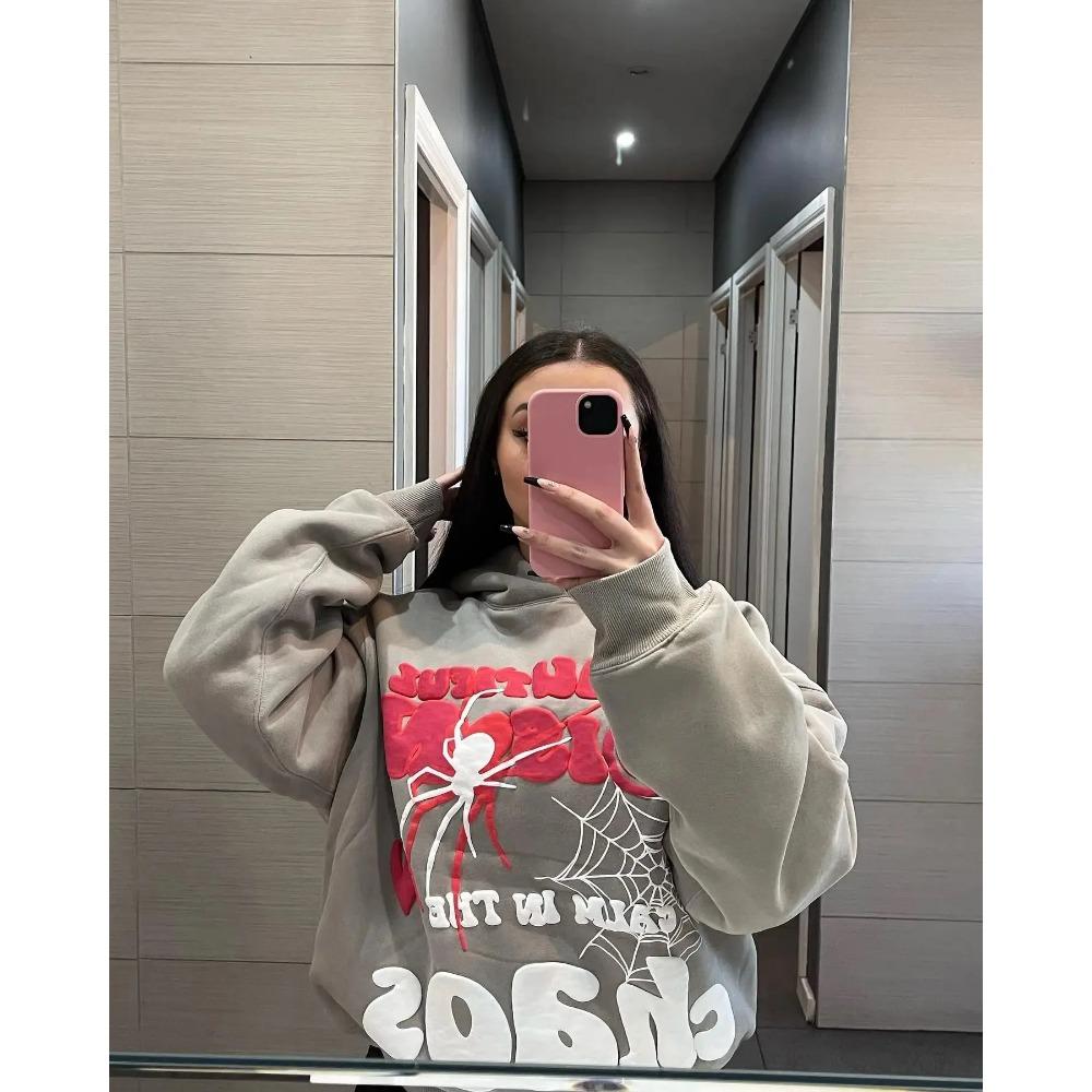 

Женские толстовки Y2K с капюшоном Harajuku с принтом букв Свободная толстовка Брюки Хип-хоп Панк Длинный рукав Карман Мужские спортивные штаны Уличная одежда Топы XL серый