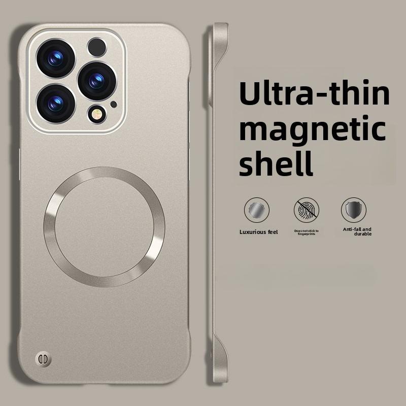 Frameless Magnetic Phone Case For iPhone 17 Air 16 15 14 13 12 Pro Max Plus For Magsafe Solid Color Hard PC Back Cover