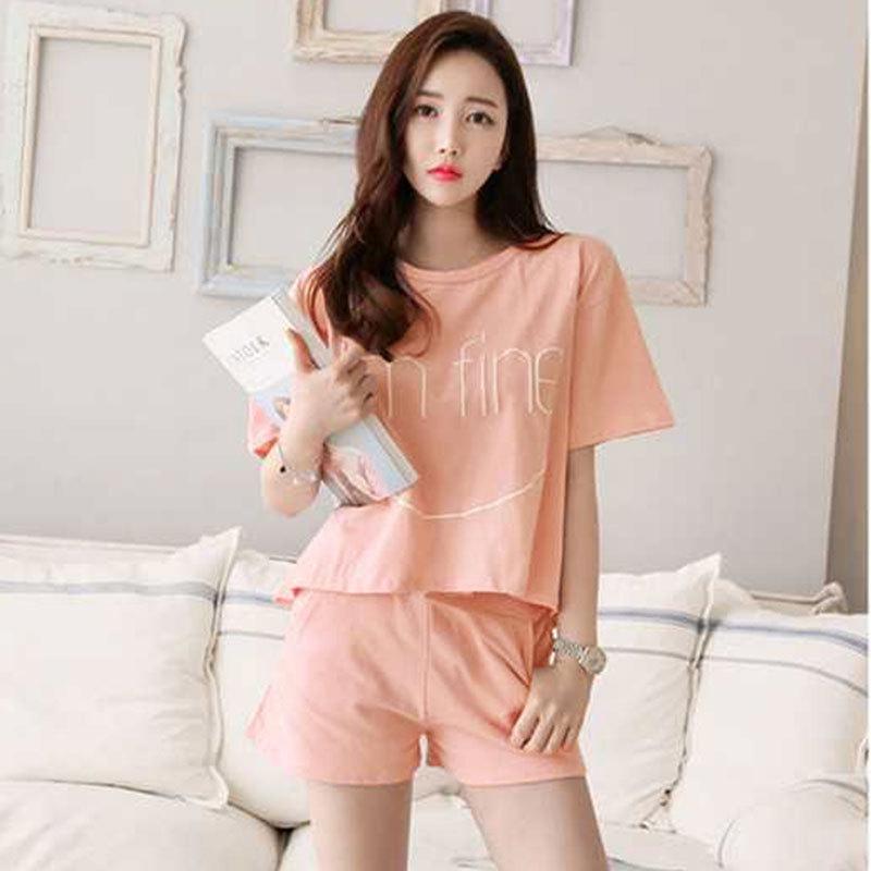 Women's Cute Summer Pajama Set - Short-Sleeved Top & Shorts, Casual Cartoon Loungewear for Indoors and Out.