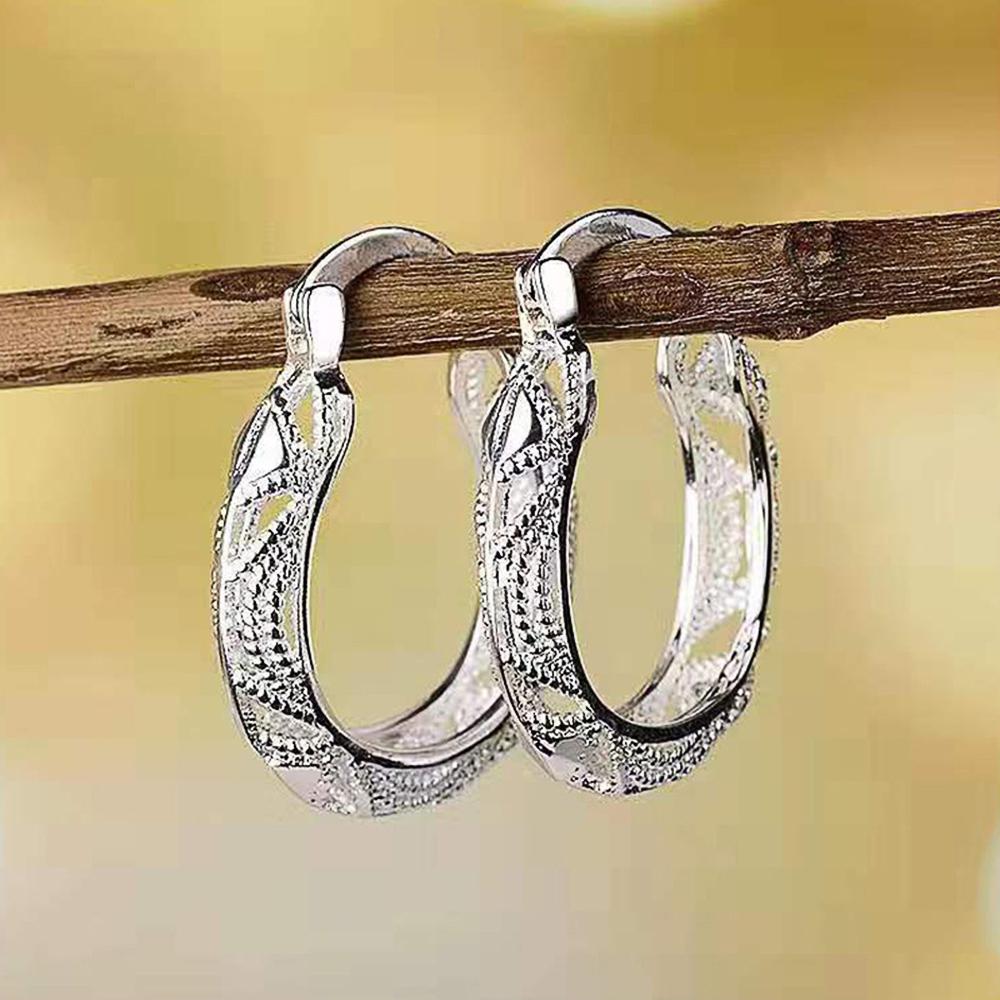 BELLA BOX Handmade Engrave Pattern Hoop Earrings Women Bohemia Style Beach Accessories Stylish Versatile Simple Female Boho Jewelry
