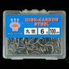 100Pcs Boxed Marusei Hooks Crooked Barbed Sharp Black High Carbon Steel Wild Fishing Hooks