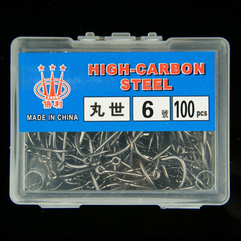 

100Pcs Boxed Marusei Hooks Crooked Barbed Sharp Black High Carbon Steel Wild Fishing Hooks 6#