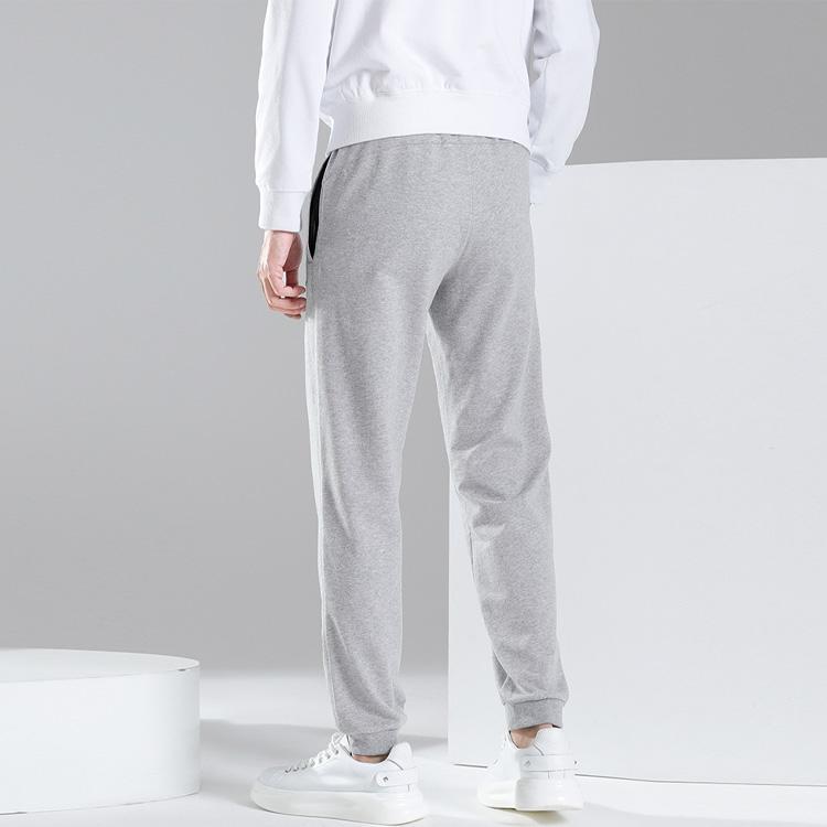 Li Ning Solid Color Regular Fit Zipper Pocket Tapered Long Knit Sports Pants Men pants Gray AKLSG29-2