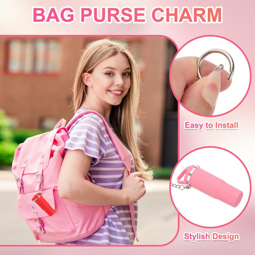 [PATIKIL] Mini Cup Keychains, Cute Cup Decorations, Keychain Ornaments for Backpacks, Handbags, and Purses, 2-Piece Set, Style 1, Pink and Light