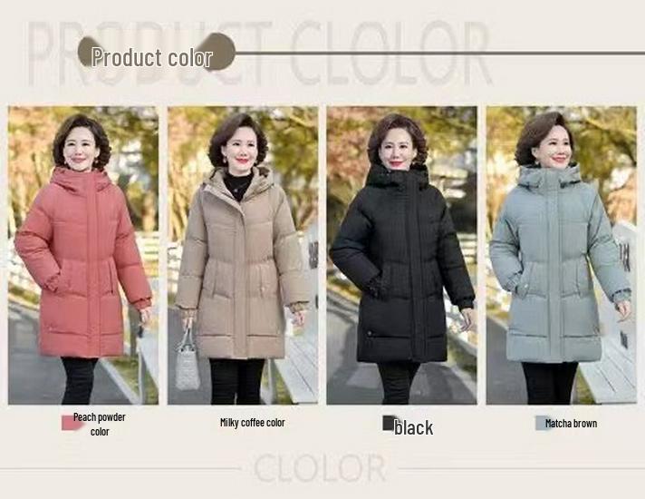 Jachetă de iarnă 2024 căptușită cu lână pentru femei de vârstă mijlocie și în vârstă - Palton gros, călduros din bumbac.