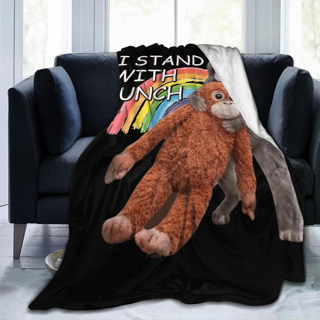 I STAND With Punch The Monkey Blanket Fleece Printed  Portable Super Soft Throw Blanket for Bed Travel Bedspreads