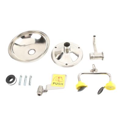 Eye Wash Station Dual Nozzle Push Handle 304 Stainless Steel Desktop Emergency Eye Washer for