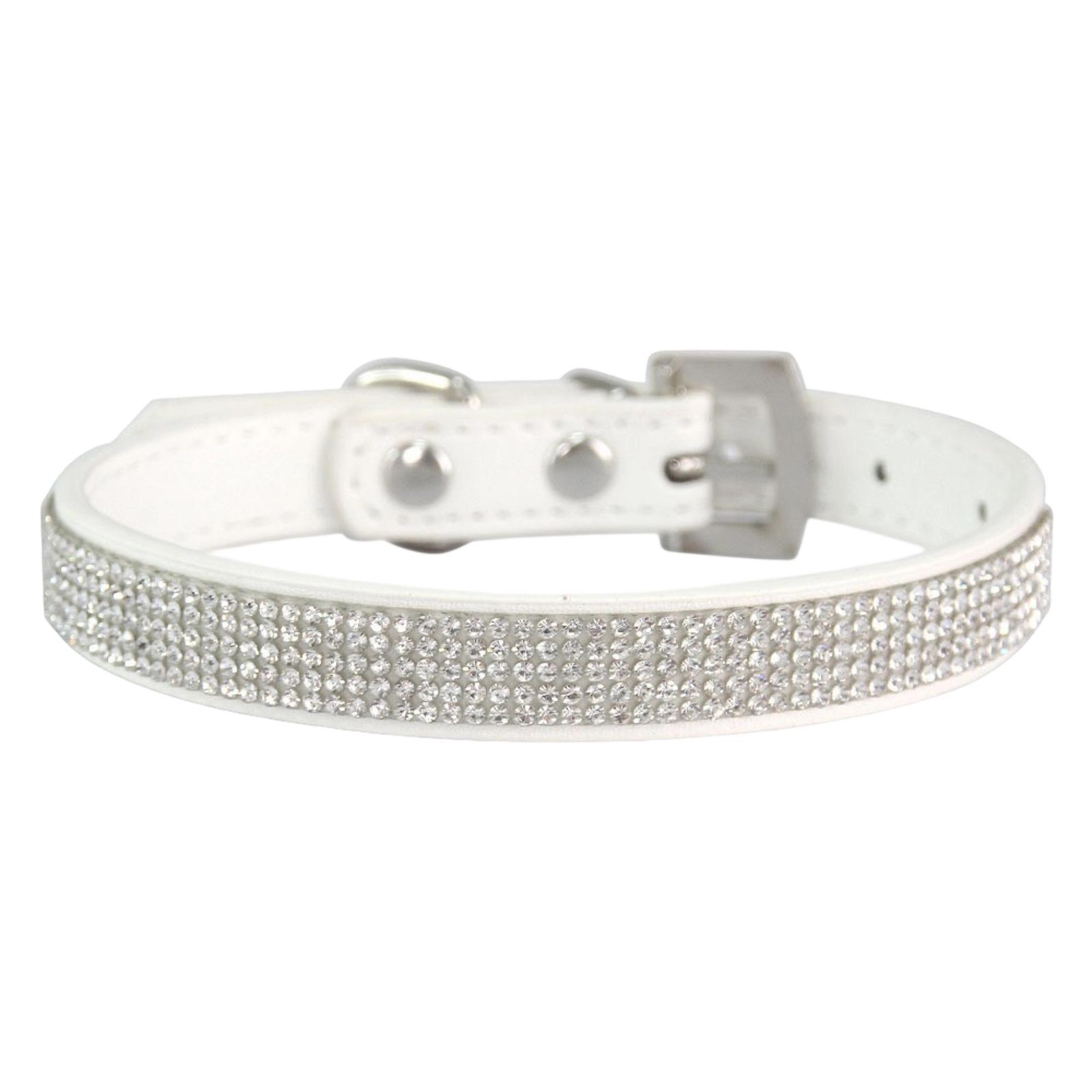 Adjustable Size Personalized Dazzling Shiny Soft Suede Dog Crystal Diamond Collar XS
