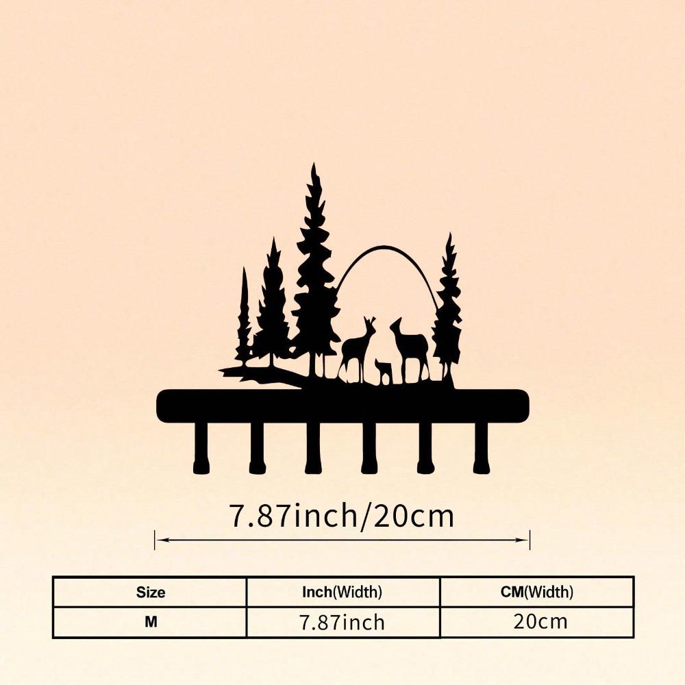 Rustic Pine Deer Metal Key Holder Wall Hook,Decorative Silhouette Entryway Organizer for Keys and Coats TY-101065