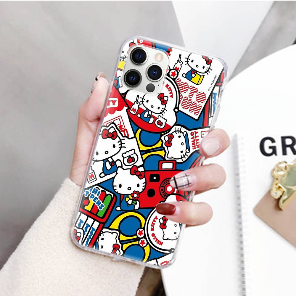 JZ23 Hello Kitty Transparent Case for Samsung A04 A14 A23 M33 M53 Realme 10 9 C35 C55 VIVO Y02 X80 Infinix Hot 30 Note 11 Tecno Spark 8P Pro