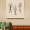 Set of 3 Metal Floral Wall Hangings Minimalists Flower Vases Line Art Wall Decors Sculptures for Living Room and Bedroom