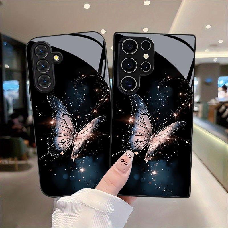 Traum Schmetterling Exquisit Luxus High-End Handyhülle Glas TPU Handyhülle für Samsung Galaxy S26 S25 S24 S23 S22 S21 FE, Ultra, Plus