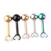 5pcs Stainless Steel Clear Crystal Labret Lip Ear 16g Piercing 5 Colors - Round Heart