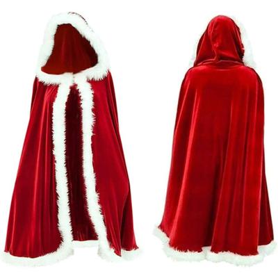 1.5m Red Hooded Cape Christmas Costume Santa Claus Cloak Red Mantle for Christmas Party Cosplay