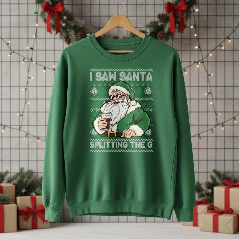 

Funny Santa Drinking Beer Sweater | Xmas Humor Graphic Jumper Unisex T-Shirt M