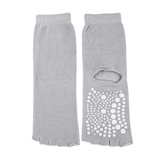1 Pair Toeless Yoga Socks with Non-slip Gripper Breathable Moisture-Wicking Ballet Dance Fitness Pilates Athletic Gym Sports Open Five Toe Socks