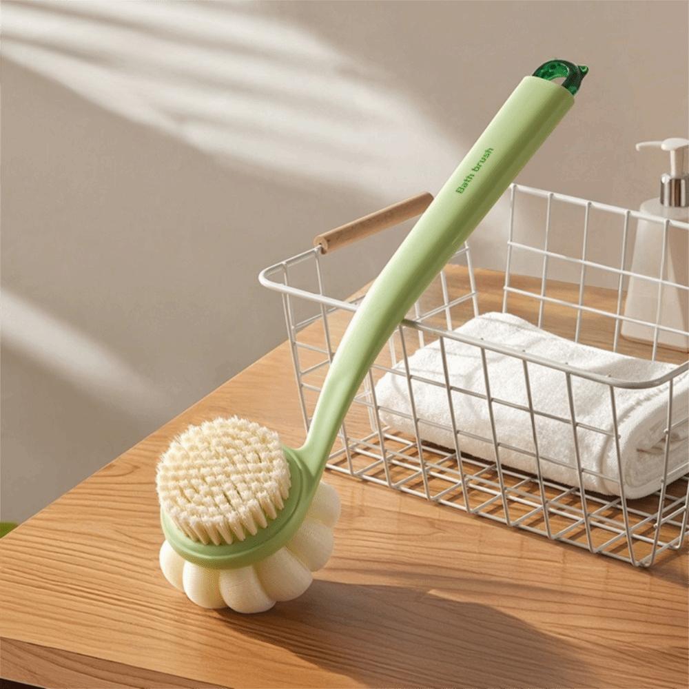 

Long Handle Bath Brush Soft Mesh Sponge Back Brush Portable Back Scrubber Skin Exfoliating зелений