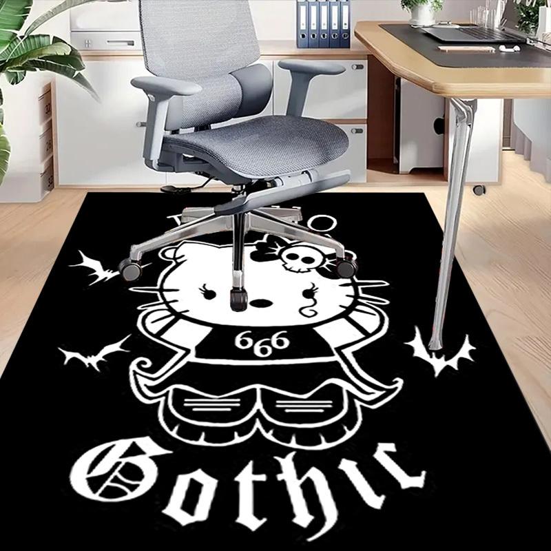 1pc Hello Kitty Gothic Home Office, Durable Polyester Floor Mat with Easy, Office Decor, Urban Style, Nonslip Backing, Highquality Fabric