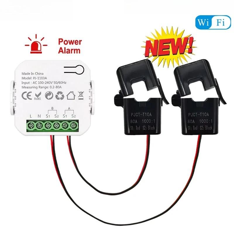 Smart New WiFi Energy Clamp Bidirectional Meter with Buzzer Alarm for Threshold App Monitor Export Import Power AC110V/240V