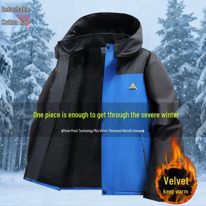 Men's Fleece-Lined Winter Work Jacket - Windproof, Waterproof, Cold Protection Coat