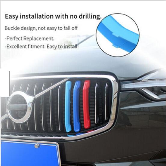3-Color Front bumper Mesh Grille Grill Strip Cover Trim For Volvo XC40 2019-2022