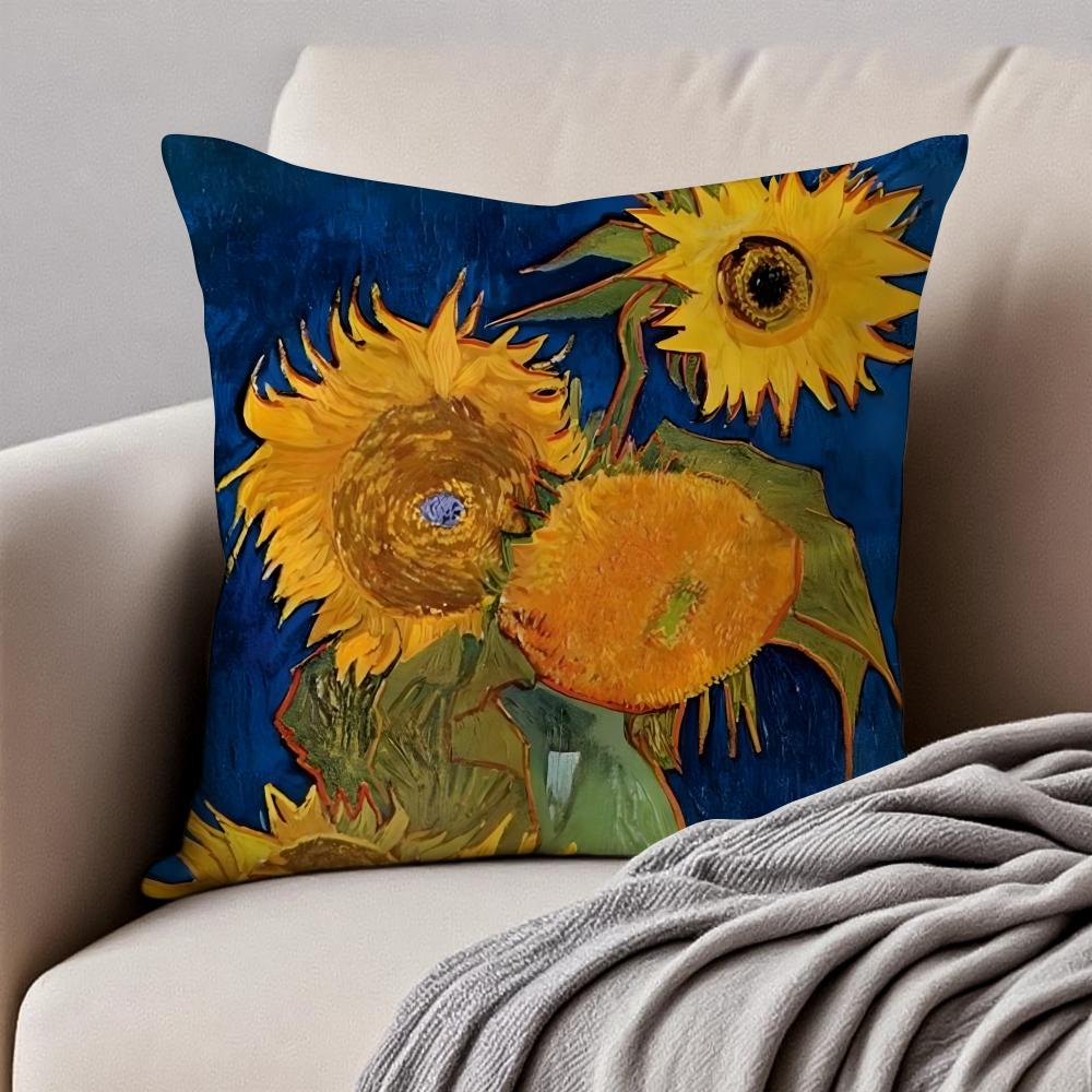 Post Impressionism VVincent Willem van Gogh Cushion Cover Pillowcase Antidustmite Invisible Zipper Short Plush Sofa Cushion