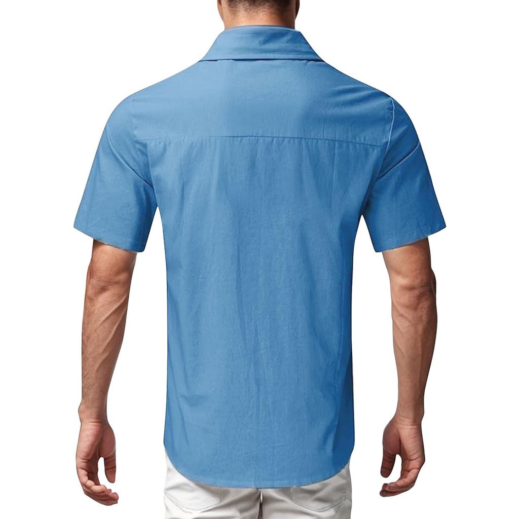 Men'S Casual Loose Short Sleeved Printed Shirt With Fashionable Lapel Top