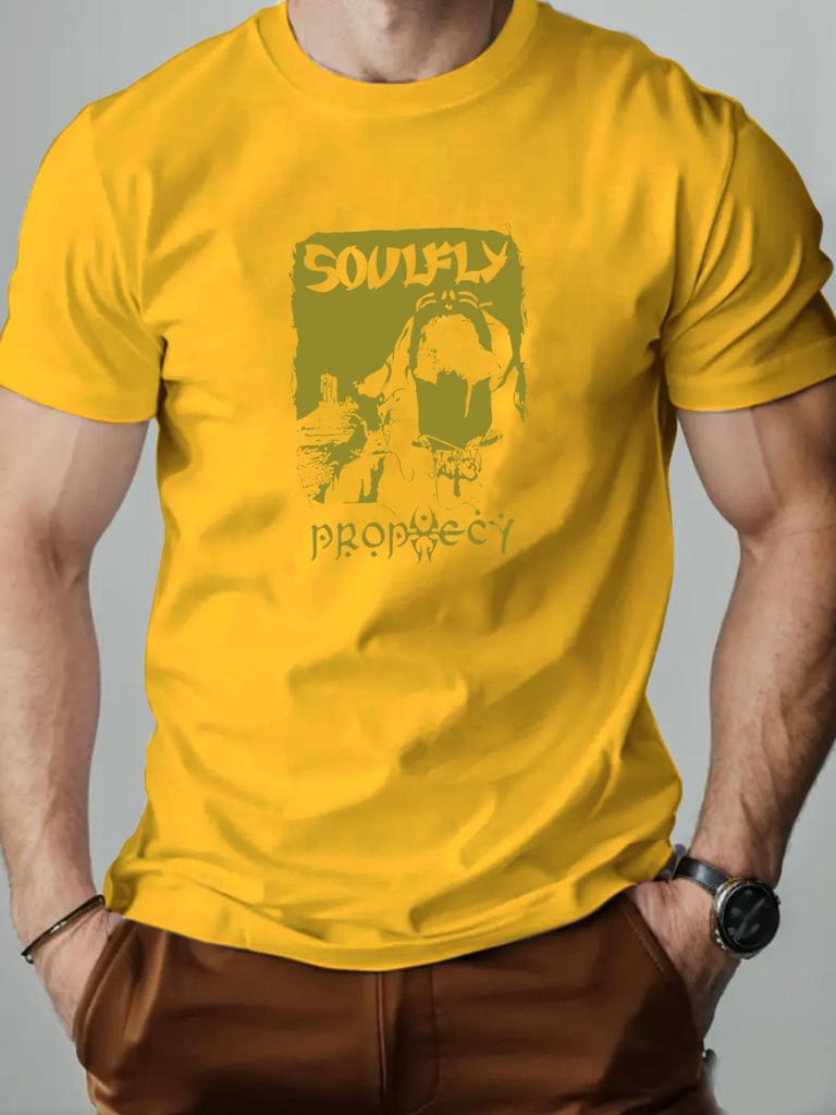 Mens Cotton Tshirt SOULFLY Summer Round Neck Shortsleeved Graphic Breathable Fashion Casual Tshirt