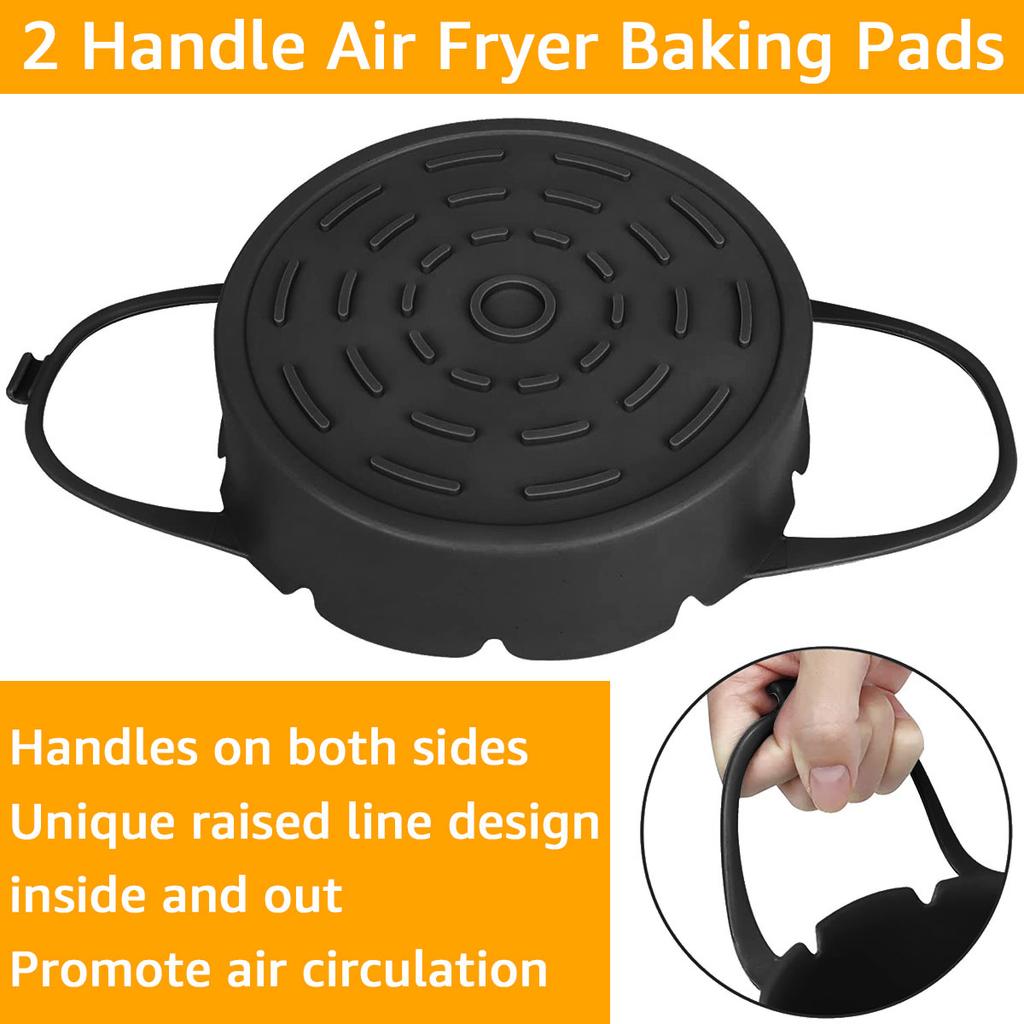 2Pcs Air Fryer Silicone Basket Silicone Mold Airfryer Oven Baking Tray Pizza Fried Chicken Basket Reusable Pan Liner Accessories