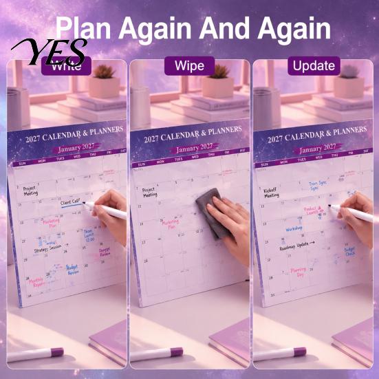 Yearly Planning Sticker Year-round Wall Calendar, Rewritable Erasable Self Adhesive Family Schedule Board Large Planner for And Organization