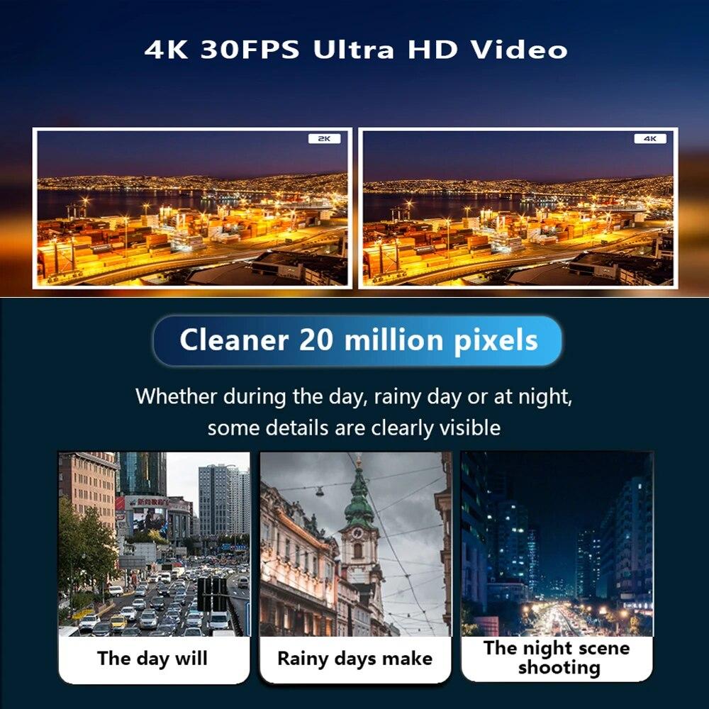 4K Wearable Body Camera, WiFi Action Camera, Night Vision, Waterproof, 2.0-inch IPS Touchscreen