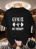 Fashionable Men's Summer Muscle Training Letter Print Comfortable and Breathable Round Neck T-shirt Outdoor Casual Sports Top