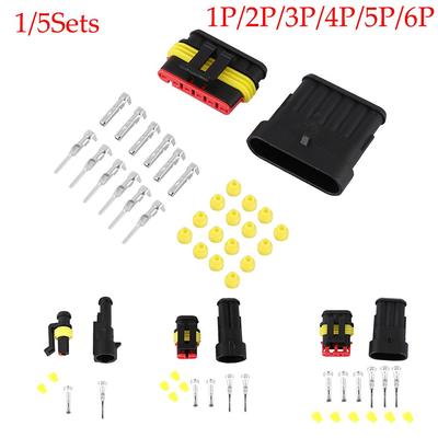 Kits de sellado Conectores impermeables para automóviles Enchufe macho y hembra Cable eléctrico 1P 2P 3P 4P 5P 6P