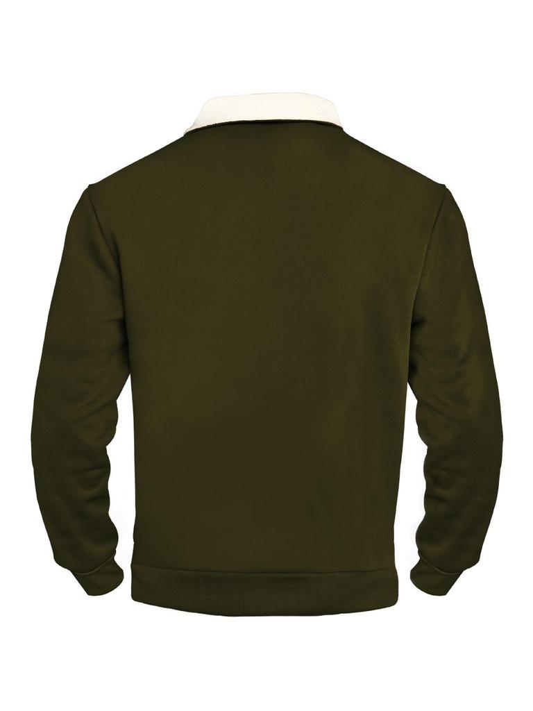 Men's Waffle Knit High Collar Half-Zip Pullover Sweatshirt - Autumn Casual Outdoor Style