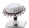Moonstone Natural Gemstone Antique Silver Plated Ring US Size-4.5 R 5276