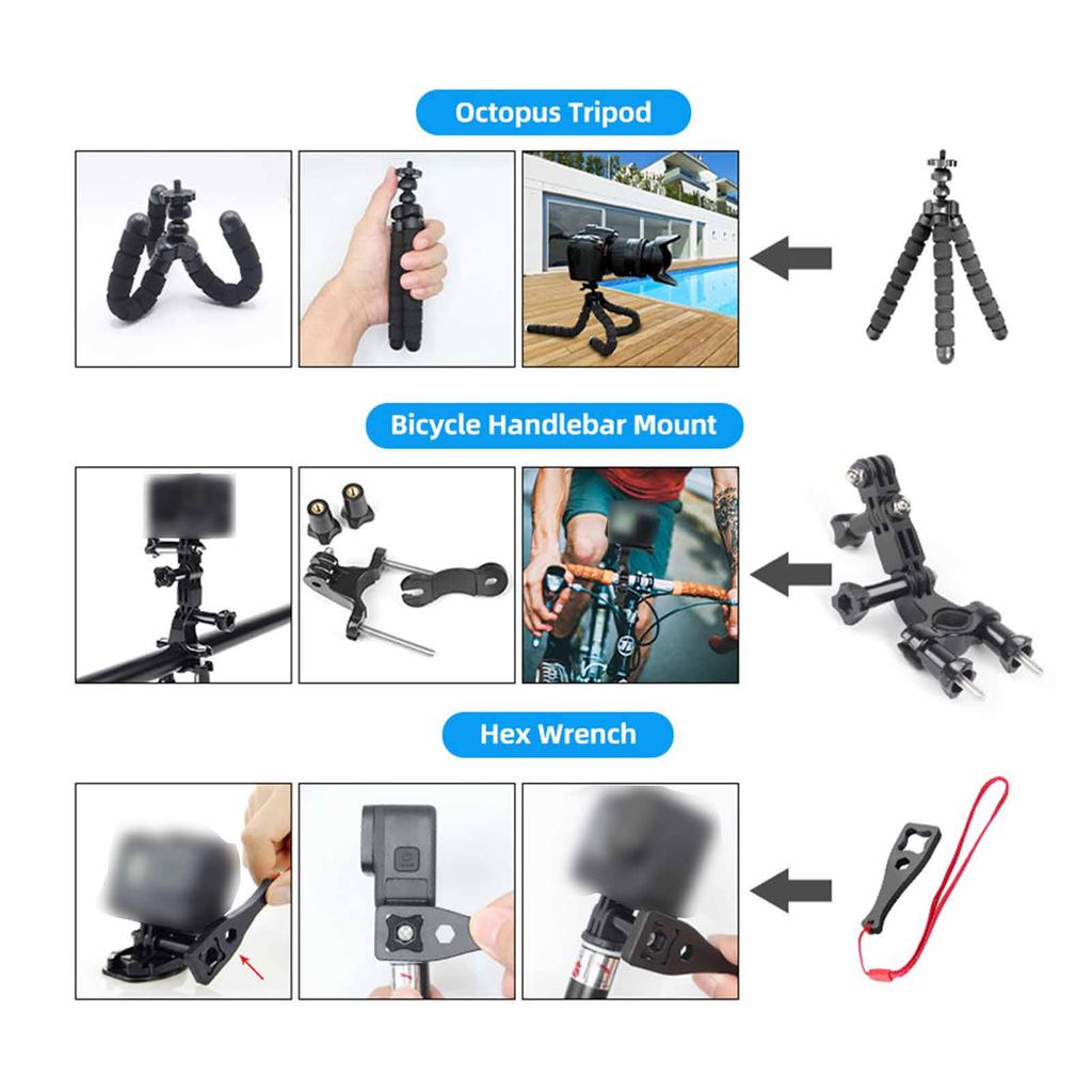 120 in 1 Action Camera Accessories Kit Sports Camera Accessories Set with Carrying Case Replacement for GoPro Hero 12