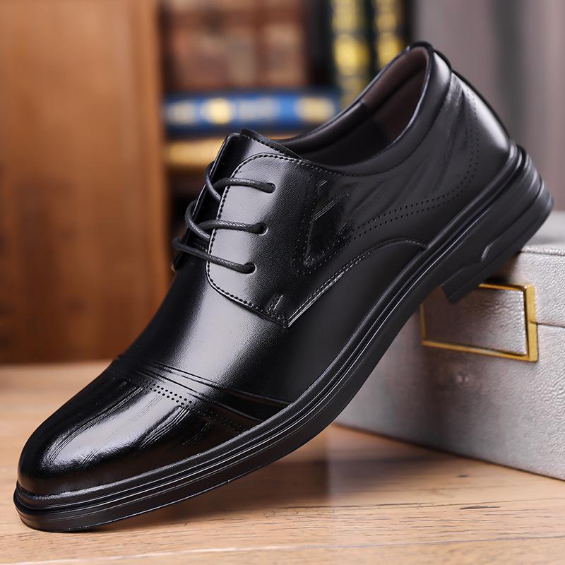 2025 Autumn British Style Genuine Leather Men's Three-Eyelet Business Formal Shoes