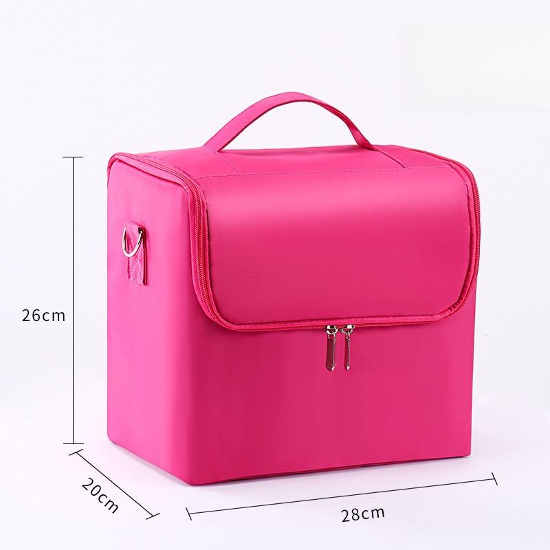 

Women Portable Tattoo Makeup Bag Beauty Nail Art Storage Bag Simple Black Cloth Bag Large Capacity Handheld Tool Bag for Travel 28x20x26cm рожевий