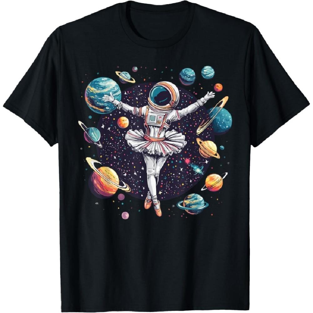 

Astronaut Ballerina Dancing In Space Planets Galaxy Kid Girl T-Shirt S