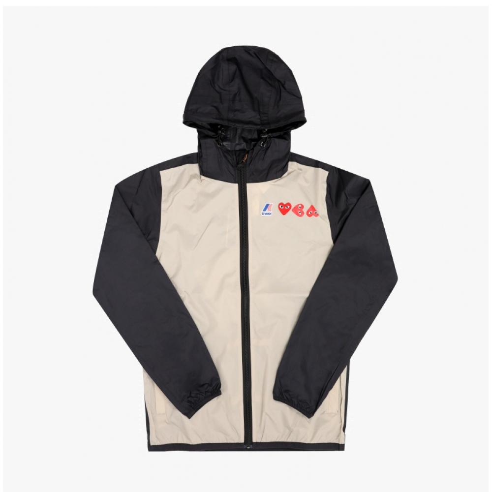 Comme Des Gar Ons 3 Play X K Way Red Heart Wappen pacKable jacKet Az J505 051