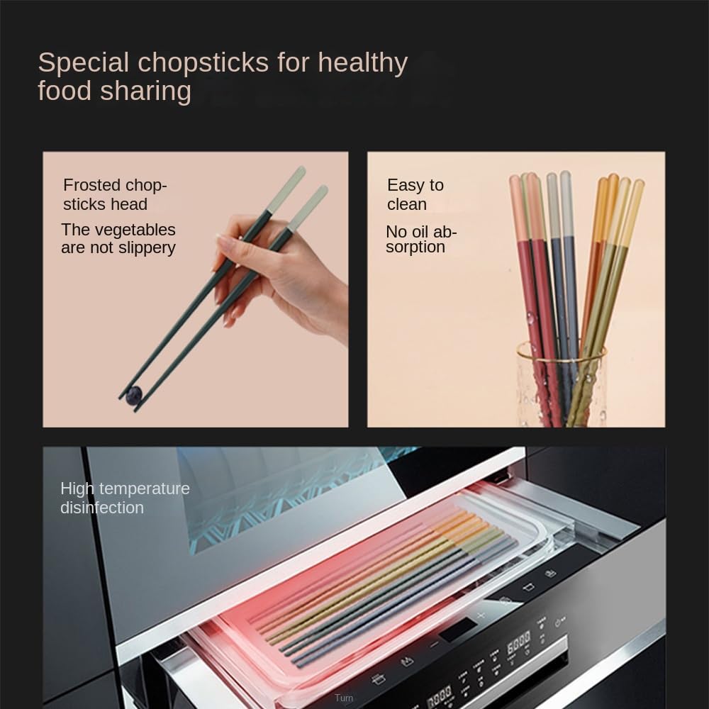 5 Pairs Reble Chopsticks, Multi-purpose Durable Household Plastic Cute Ice Fog Multicolor Chopsticks Non-Slip 9.5 inch/24cm for Family, Hotel,