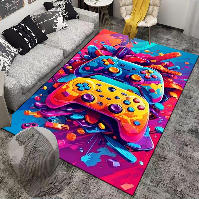 Colorful Gaming Controllers Carpet with Vibrant Abstract Design Suitable for Use As an Anti-slip for Living Room Bedroom Sofas