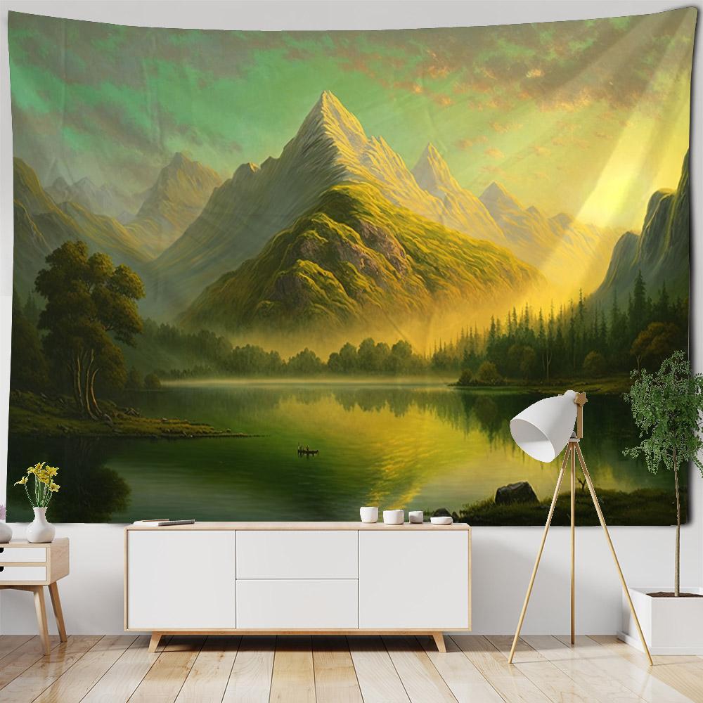 Bellissimo Arazzo Paesaggio Forestale Decorazione Murale per Camera da Letto Soggiorno Tessuto di Sfondo, Murale in Tessuto Estetica Hippie